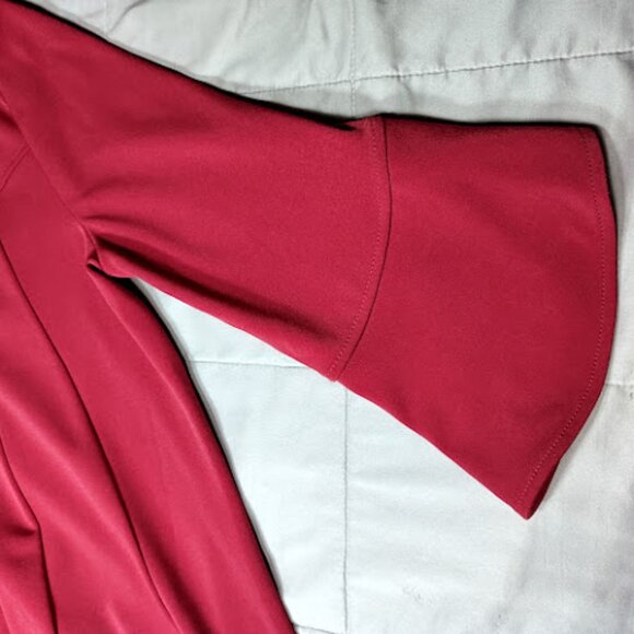 SUSAN GRAVER LK Fusions Button Front 3/4 Bell Petal Sleeve Red Jacket Coat XXS - Picture 8 of 13